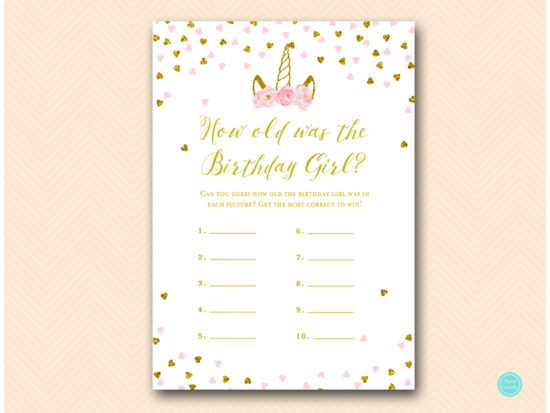 bp556-how-old-was-birthday-girl-pink-gold-unicorn-birthday-game
