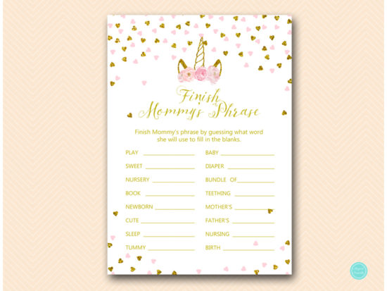 tlc556-finish-mommys-phrase-pink-gold-unicorn-baby-shower-game