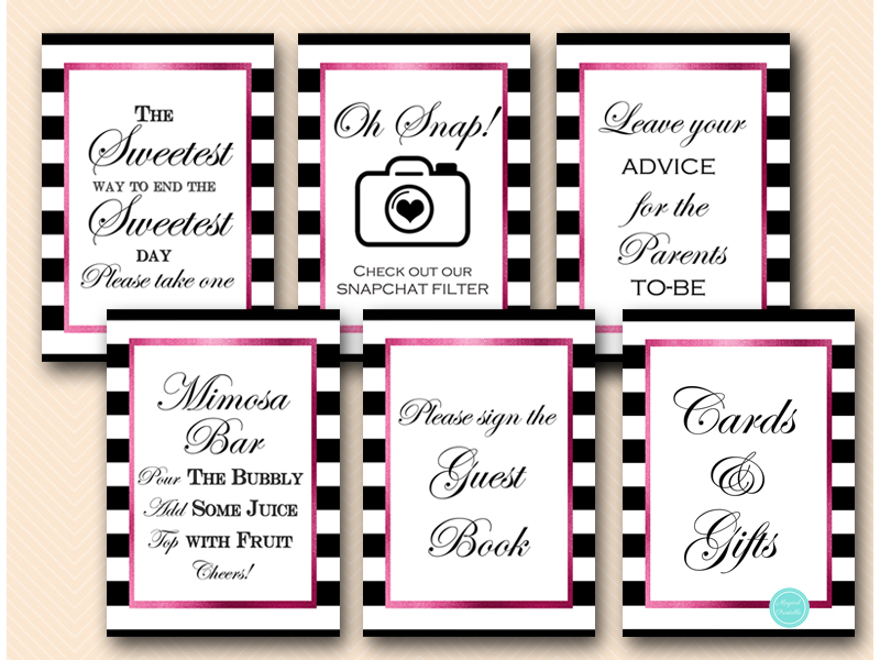 Hot Pink Kate Spade Inspired Table Signs – Printabell • Express