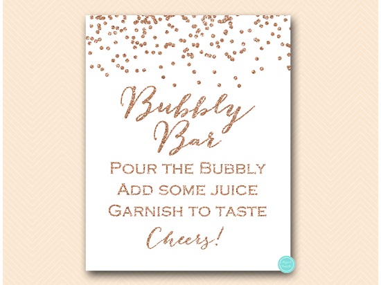 Rose Gold Bubbly Bar Sign – Printabell • Express