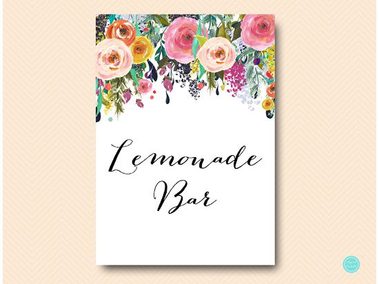 Shabby Chic Garden Lemonade Bar Sign – Printabell • Express