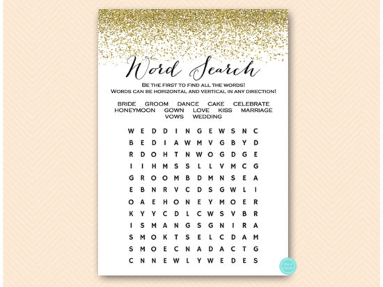 Gold Glitter Bridal Shower | Bachelorette Games – Printabell • Express