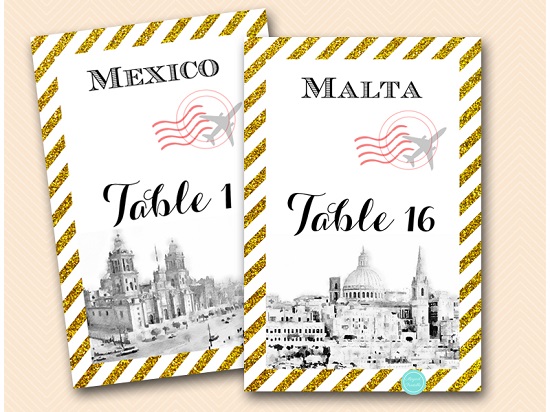 Travel Destination Table Signs 4×6″ – Printabell • Express