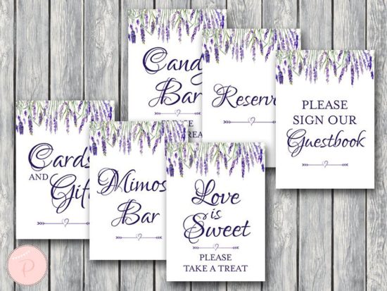 lavender-bridal-shower-table-signs