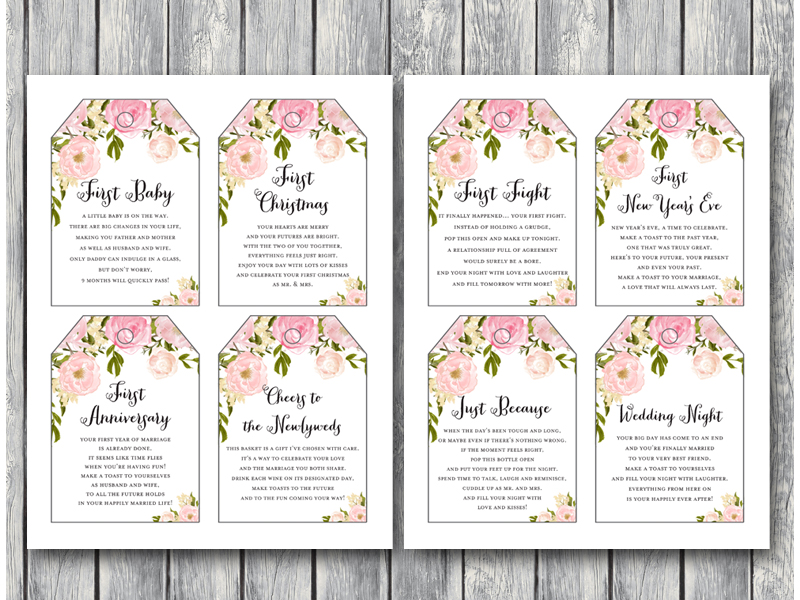 Pink Wedding Milestone Wine Tag Firsts – Printabell • Express