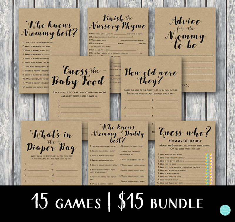 Rustic Baby Shower Games – Mega Pack – Printabell • Express