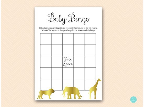 Gold Jungle Baby Shower Bingo Game – Printabell • Express