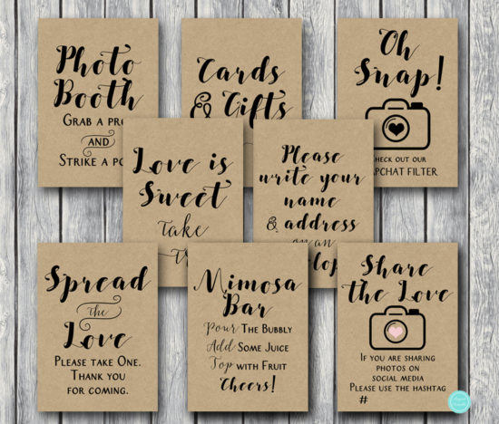 rustic-woodland-wedding-table-signs-rustic-bridal-shower-signs