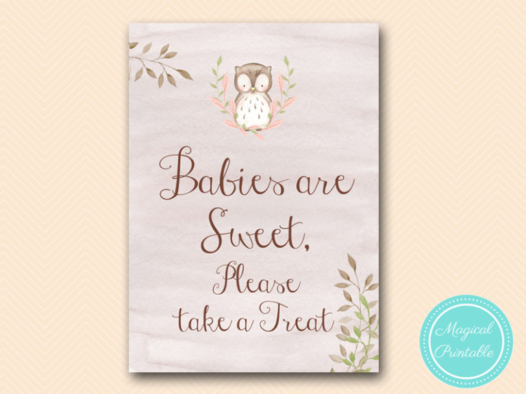 Pink Owl Baby Shower Table Signs – Printabell • Express