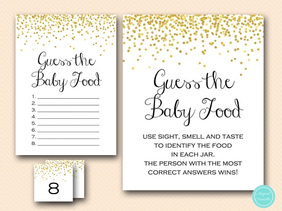 Baby Food Activity Gold Printable Baby Shower Baby Food Game Pink and Gold Baby Shower Game Guess the Baby Food Activity 0022-P