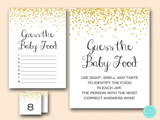 Gold Sprinkle Baby Shower Guess The Baby Food Game Printabell Express