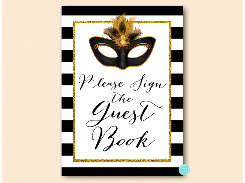 Gold Masquerade Mask Party Signs – Printabell • Express