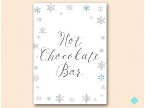tlc491-sign-hot-chocolate-bar-silver-snowflakes-baby-shower-winter