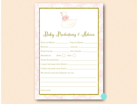 tlc627-prediction-and-advice-card-pink-gold-swan-baby-shower-game