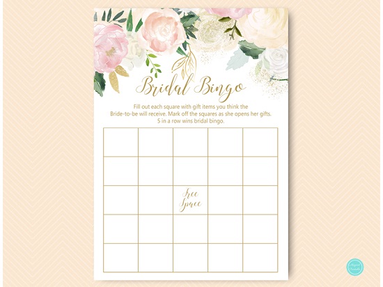 Blush Pink Bridal Bingo Cards – blank – Printabell • Express