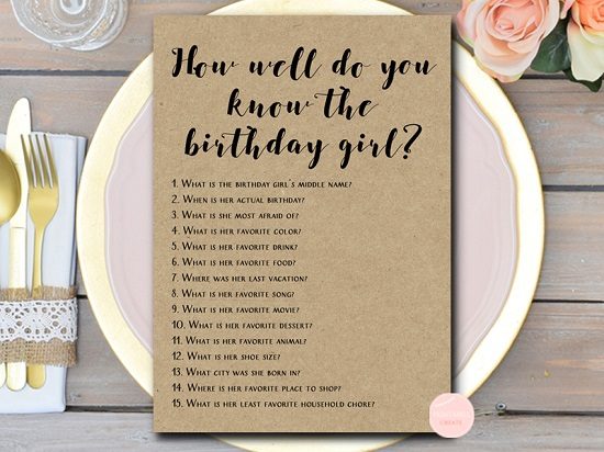 kraft rustic who knows the birthday girl best printabell express