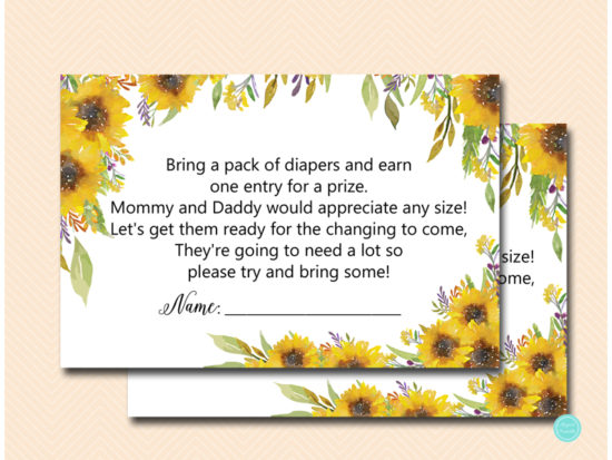 sunflower diaper raffle sign and tickets printabell raffle tickets printing