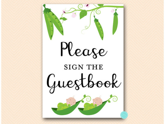 tlc634-sign-guestbook-twins-peas-in-pod-baby-shower