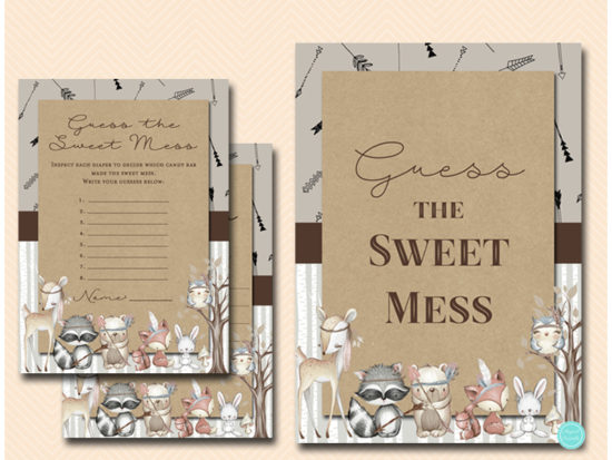 tlc645-sweet-mess-sign-tribal-woodland-baby-shower-games