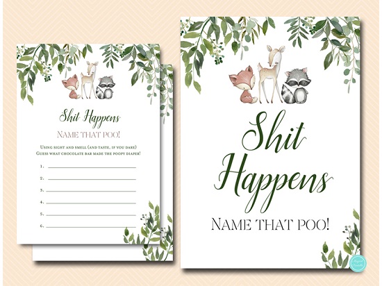 Woodland Baby Shower Shit Happens – Printabell • Express