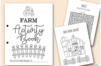 farm party activity and coloring book for kids