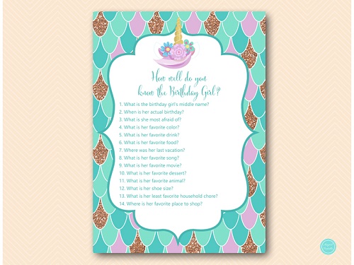 Mermicorn Birthday Party Games Printabell Express