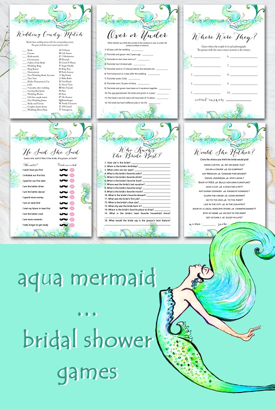 aqua-mermaid-themed-bridal-shower-games