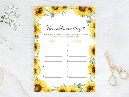 Sunflower Bridal Shower Games Printable – Printabell • Express