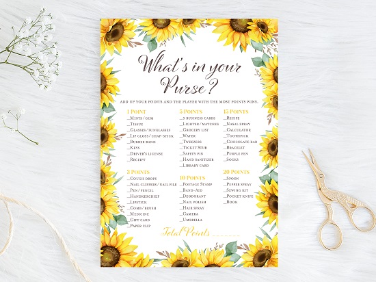 whats-in-your-purse-both-sunflower-theme-bridal-shower