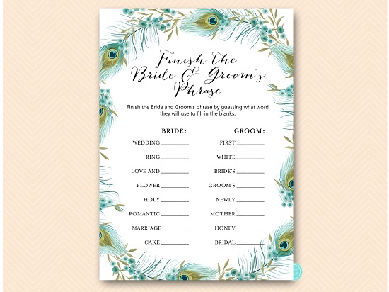 finish-the-phrase-groom-bride-peacock-couples-shower-games