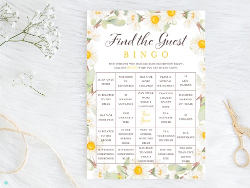 Spring Daisy Find the Guest Bingo Bridal Shower – Printabell • Express