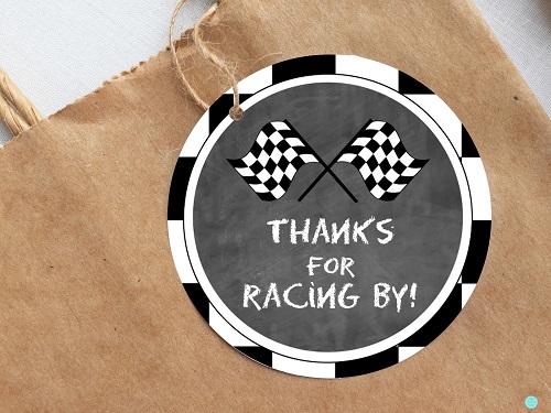racing car thank you tags