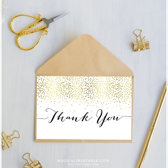 Gold Confetti Thank You Cards – Printabell • Express