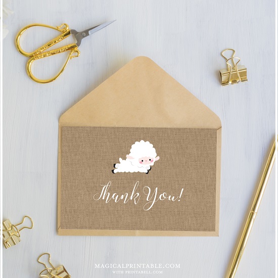 Lamb Baby Shower Thank You cards