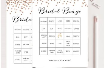 Rose Gold Bridal Shower Prefilled Bingo Cards
