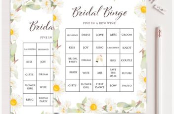 Daisy Bridal Shower Prefilled Bingo Cards