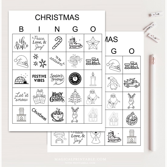100x Christmas Bingo and Coloring Cards – Printabell • Express