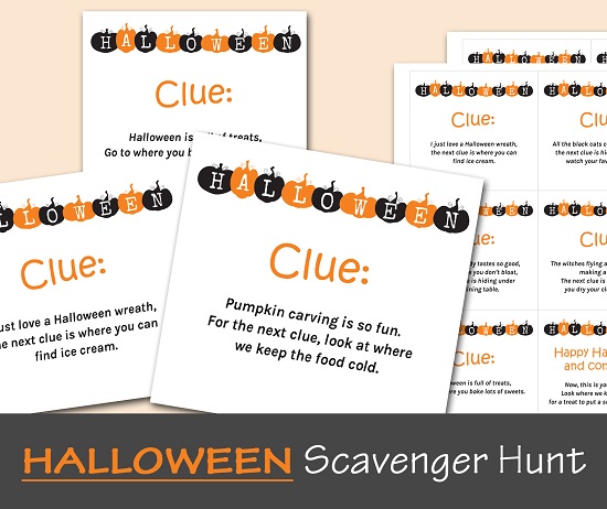 halloween scavenger hunt clue games
