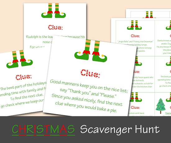 christmas scavenger hunt clues game for kids