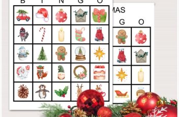 watercolor christmas bingo cards printable