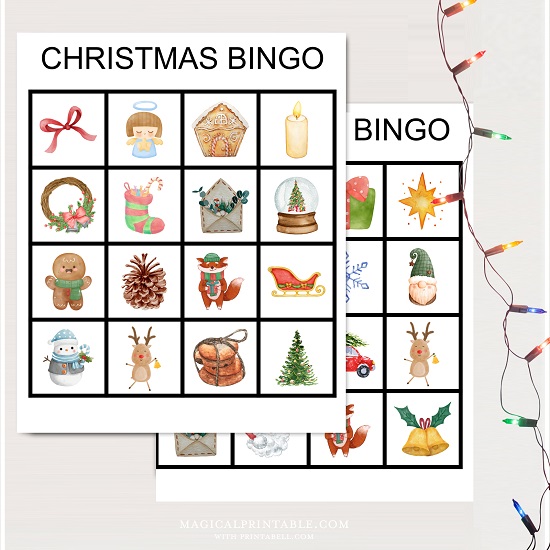 fun christmas bingo game cards instant download