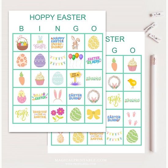 hoppy easter bingo cards