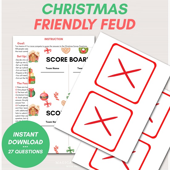 CHRISTMAS friendly feud game with strikes
