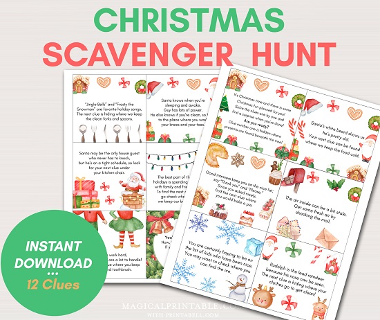 Christmas Scavenger Hunt Clues – Printabell • Express