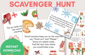 Christmas treasure hunt clue cards game