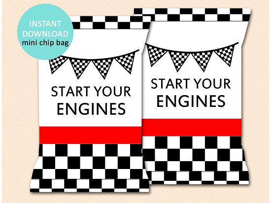 racing car chip bag template