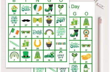 st patricks day bingo cards printable green