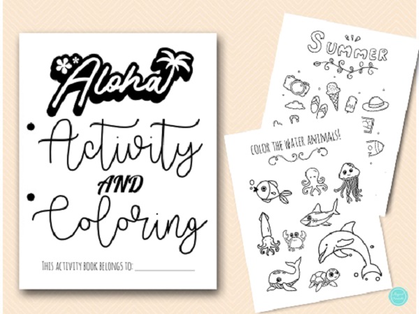 Hawaii holiday kids Coloring and Activities book Pages