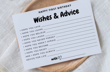 first birthday wishes and advice card minimalist