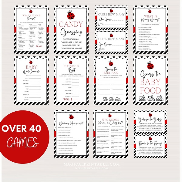 ladybug themed baby shower games and signs